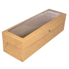 Caixa Kraft 35x11x9,5 com visor - 100 unidades - Salvo Embalagens