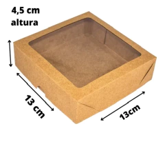 Caixa Kraft 13x13x4,5 com visor - 40 unidades - comprar online