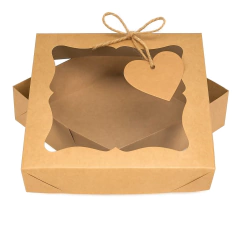 Caixa Clássica Kraft 15x15x4 com visor - 80 Unidades na internet