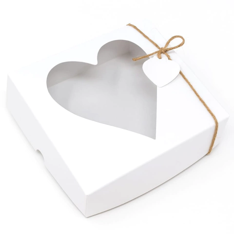 Caixa Visor de Coração 15x15x4 Branca - 80 Unidades - comprar online
