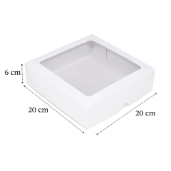 Caixa Branca 20x20x6 com visor - 40 unidades - Salvo Embalagens