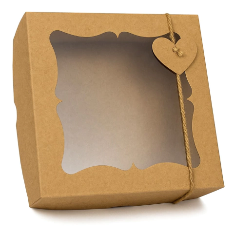 Caixa Clássica Kraft 20x20x6 com visor - 20 unidades - comprar online