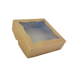Caixa Clássica Kraft 20x20x6 com visor - 60 unidades