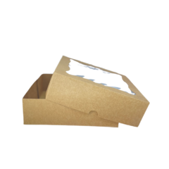 Caixa Clássica Kraft 20x20x6 com visor - 80 unidades - Salvo Embalagens