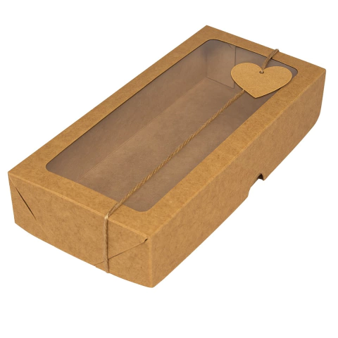 Caixa Kraft 22x10x4 com visor - 20 unidades - comprar online