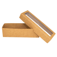 Caixa Kraft 25x7x7 com visor - 60 unidades - Salvo Embalagens