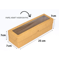 Caixa Kraft 25x7x7 com visor - 80 unidades - loja online