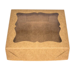 Caixa Clássica Kraft 15x15x4 com visor - 40 Unidades