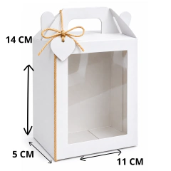 Caixa Maleta lembrancinha branca c/visor 11x5x14 40 un na internet