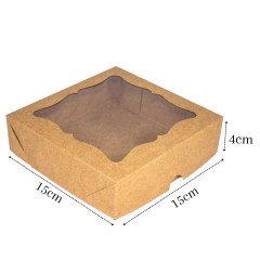 Caixa Clássica Kraft 15x15x4 com visor - 60 unidades - comprar online