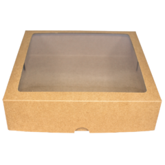 Caixa Kraft 25x25x6,5 com visor - 10 unidades - Salvo Embalagens