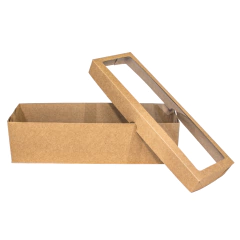 Caixa Kraft 35x11x9,5 com visor - 100 unidades