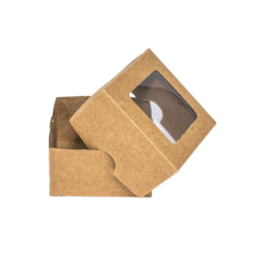Caixa Kraft 7x7x4 com visor - 20 Unidades - Salvo Embalagens