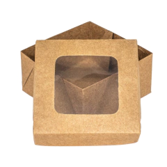 Caixa Kraft 8x8x4 com visor - 20 Unidades - Salvo Embalagens