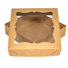 Caixa Clássica Kraft 15x15x4 com visor - 20 unidades - Salvo Embalagens