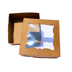 Caixa Kraft com visor em PVC 11x11x4 60 unidades - Salvo Embalagens