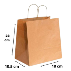 Sacola kraft pequena 26x18x10,5 com alça 10 unidades - comprar online