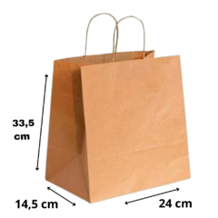 Sacola kraft Média 33,5x24x14,5 com alça 10 unidades - comprar online