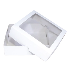 Caixa Para Presente Branca Visor 12X12X4 Tampa E Fundo 50 Un - Salvo Embalagens
