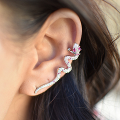 snake pink and silver crystal-1666