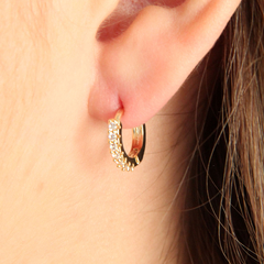 Argollitas gold and crytal small - 356