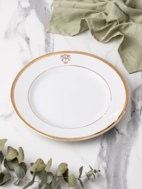 Jogo de Pratos Raso Personalizados SORENTO com Monograma Ouro - comprar online