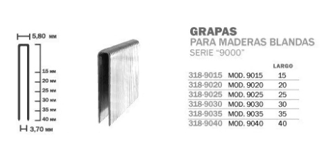Grapas 5,80 X 20 Para Maderas Blandas Caja Por 2500