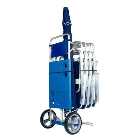 Carrito Carro Playero Y Mesa Porta Todo Aluminio Super Fuert