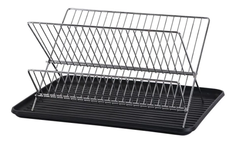 Secaplatos Plegable Acero Cromado + Bandeja Escurridora