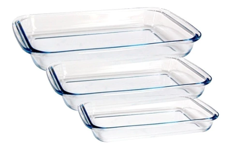 Set De 3 Fuentes Rectangulares De Vidrio Vonne