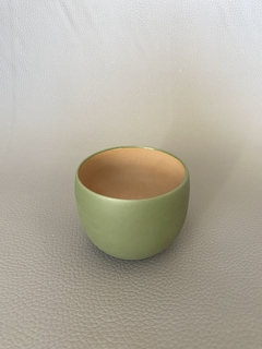 Bandeja y cuenco 100 ml verde cromo con ocre en internet