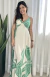 Vestido Longo Decote em V Estampa Folhagem - Adriana - comprar online