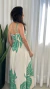 Vestido Longo Decote em V Estampa Folhagem - Adriana - ESPAÇO MODAS