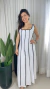 Vestido Longo Decote Quadrado Listrado - Lisboa - ESPAÇO MODAS