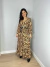 Vestido Longo Manga Morcego Animal Print na internet
