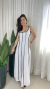 Vestido Longo Decote Quadrado Listrado - Lisboa - loja online