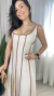 Vestido Longo Decote Quadrado Listrado - Lisboa