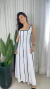 Vestido Longo Decote Quadrado Listrado - Lisboa - ESPAÇO MODAS