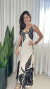 Vestido Longo Decote em V Estampa Folhagem - Adriana - loja online