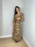 Vestido Longo Manga Morcego Animal Print