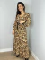 Vestido Longo Manga Morcego Animal Print