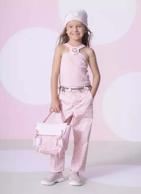CALÇA SARJA ESTAMPADA MINI FLORAL PITUCHINHUS - comprar online