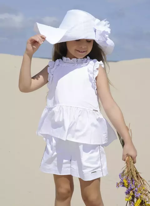 SHORT SARJA ALFAIATARIA COM PREGAS E CRISTAL LATERAL PITUCHINHUS - comprar online