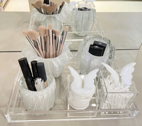 Kit penteadeira quartzo pérola (6 peças)
