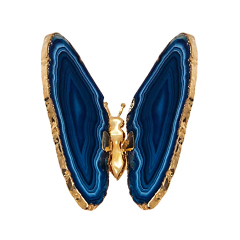 Borboleta azul com borda em ouro