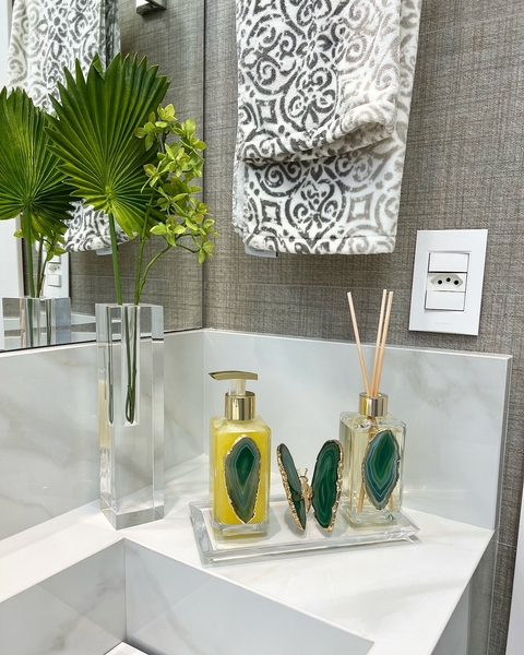 Kit lavabo Ágata verde (7 peças)
