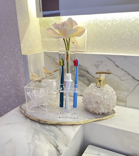 Kit banheiro pedra cristal (7 peças)