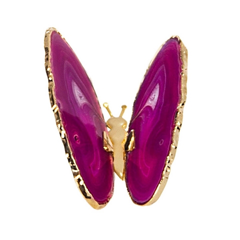 Borboleta pink com borda em ouro