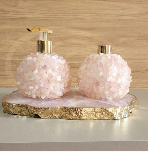 Kit Lavabo cristais de quartzo rosa (3 peças) - comprar online