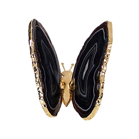 Borboleta preta com borda em ouro